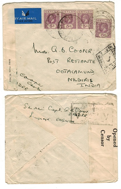 CEYLON - 1942 20c rate 