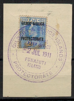 GILBERT AND ELLICE IS - 1911 2 1/2d (SG 4) used at FUNAFUTI ISLAND.