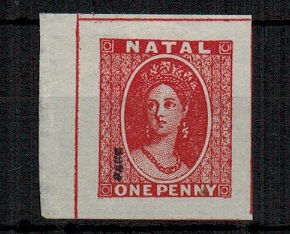 NATAL - 1859 1d FOURNIER PROOF struck FAUX in black.