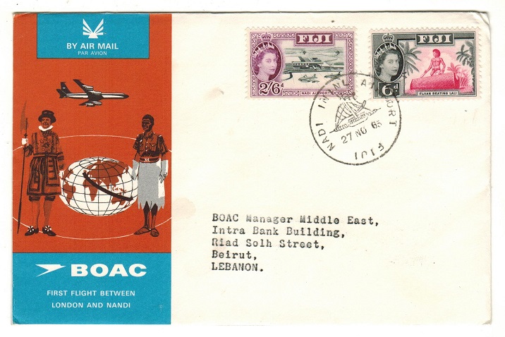 FIJI - 1965 first flight cover to Lebanon.