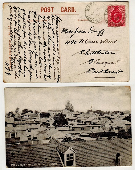 SOUTHERN NIGERIA - 1909 1d rate postcard use to UK used at WARRI.