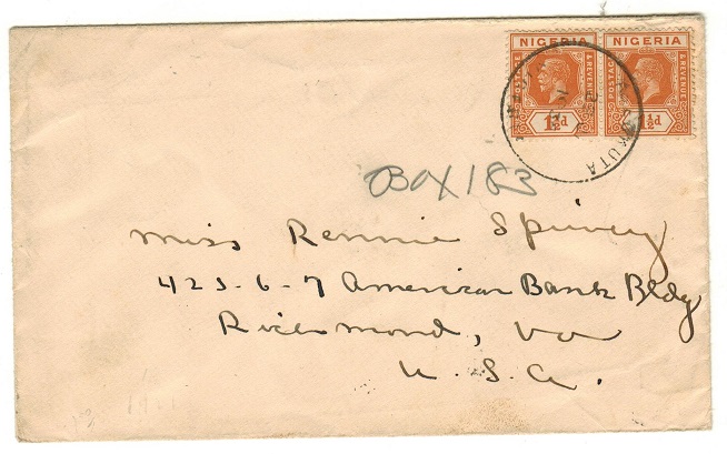 NIGERIA - 1936 3d rate cover to USA used at ABEOKUTA.