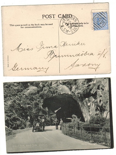 NEW SOUTH WALES - 1908 2d rate postcard use to Germany used at JENOLAN.