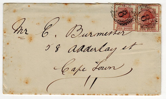 ORANGE FREE STATE - 1889 2d rate cover to Cape Town cancelled 
