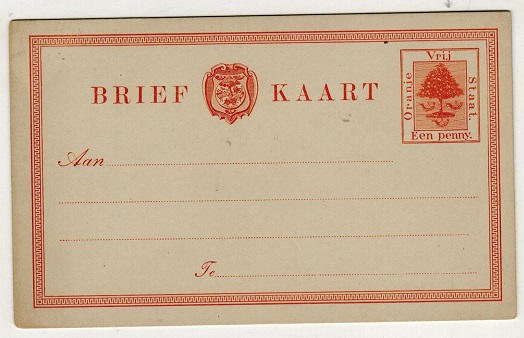 ORANGE FREE STATE - 1884 1d Orange PSC unused.  H&G 1.