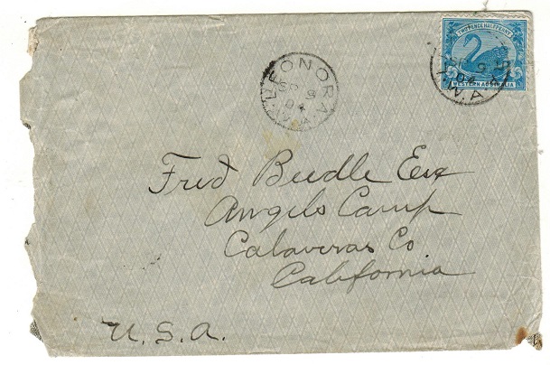 WESTERN AUSTRALIA - 1904 2 1/2d rate cover to USA used at LEONORA.