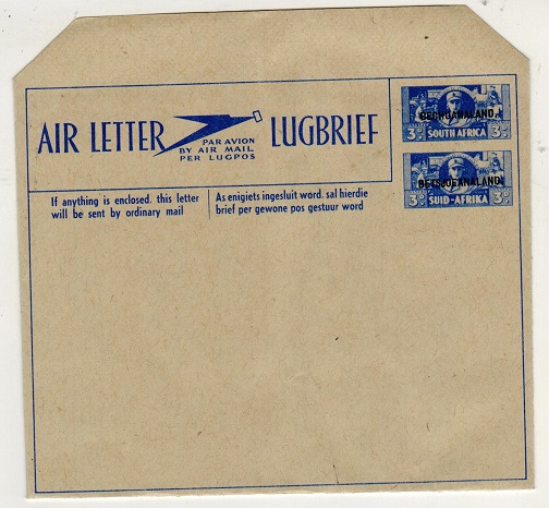BECHUANALAND - 1944 3d+3d ultramarine unused postal stationery air letter.  H&G 1.