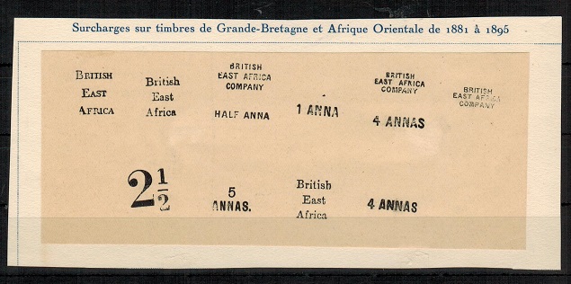 BRITISH EAST AFRICA - 1881-95 range of FOURNIER forged overprint and surcharges.