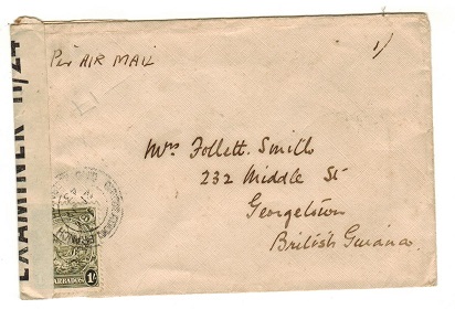 BARBADOS - 1943 1/- rate 