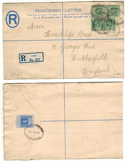 NIGERIA - 1914 2d ultramarine RPSE uprated to UK used at LAGOS.  H&G 1a.