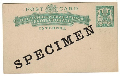 NYASALAND - 1898 1/2d green on cream PSC unused SPECIMEN.  H&G 6.