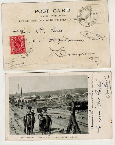ORANGE RIVER COLONY - 1906 1d rate postcard use to UK used at PHILLIPPOLIS.