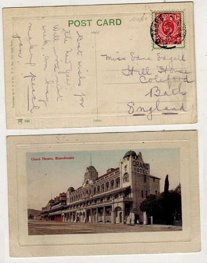 ORANGE RIVER COLONY - 1910 1d rate postcard use to UK used at P.O.TEMPE.