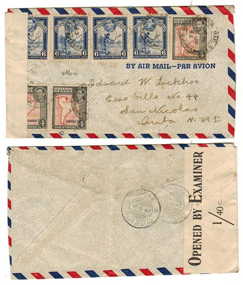 BRITISH GUIANA - 1943 censor cover addressed to Aruba in Danish West Indies.