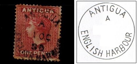 ANTIGUA - 1876 1d lake cancelled 