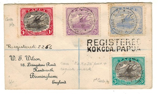 PAPUA - 1919 registered cover to UK used at KOKODA.