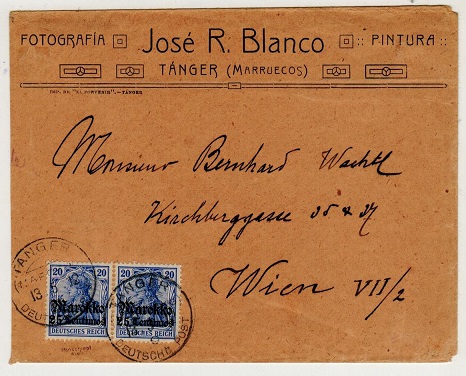 MOROCCO AGENCIES - 1912 40pfg rate cover to Austria used at TANGER.
