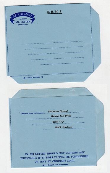 BRITISH HONDURAS - 1955 (circa) FORMULA air letter sheet overprinted 
