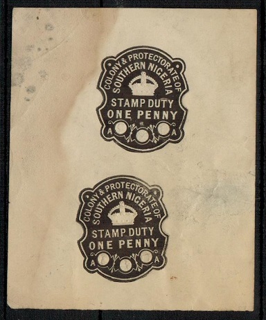 SOUTHERN NIGERIA - 1910 piece with two 