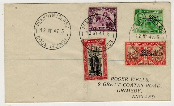 PENRHYN - 1947 cover addressed to UK bearing Cook Island 