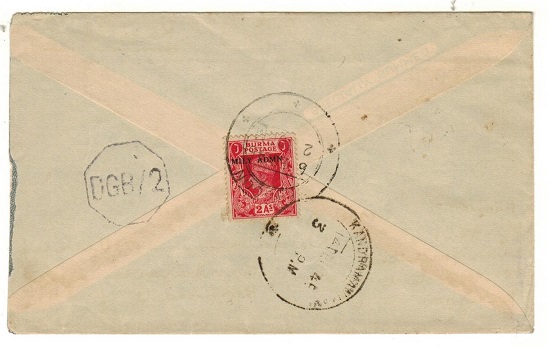 BURMA - 1945 2a rate censor cover to India used at RANGOON.