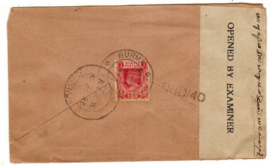 BURMA - 1945 2a rate censor cover to India used at BURMA/EXPTL.P.O.No.4.