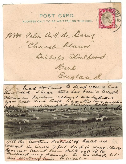 TRANSVAAL - 1905 1d rate postcard to UK used at ERMELO.