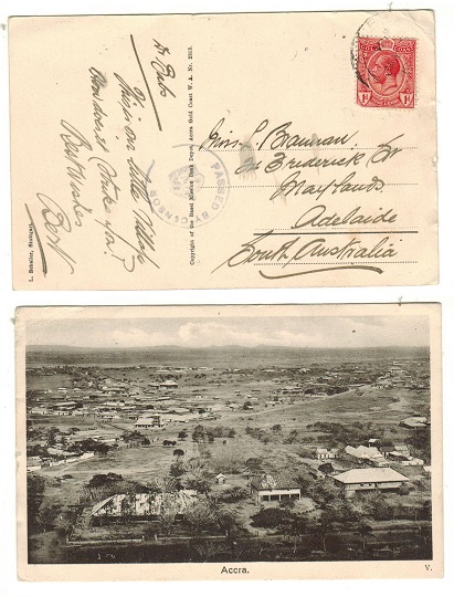 GOLD COAST - 1916 (circa) 1d rate postcard to Australia with PASSED BY CENSOR h/s.