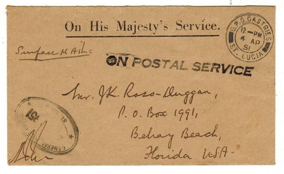 ST.LUCIA - 1951 ON POSTAL SERVICE 