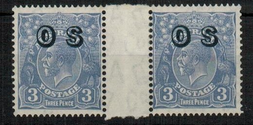 AUSTRALIA - 1933 3d ultramarine U/M gutter pair overprinted 