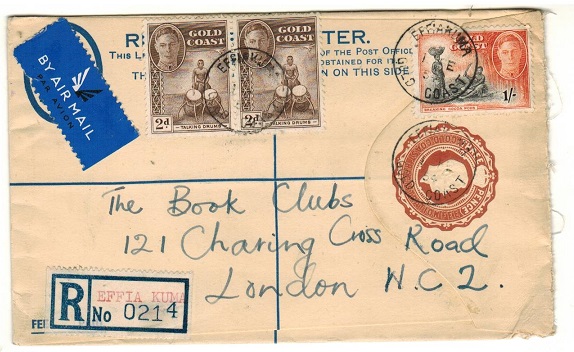 GOLD COAST - 1938 3d brown RPSE uprated to UK used at EFFIA KUMA.  H&G 12b.