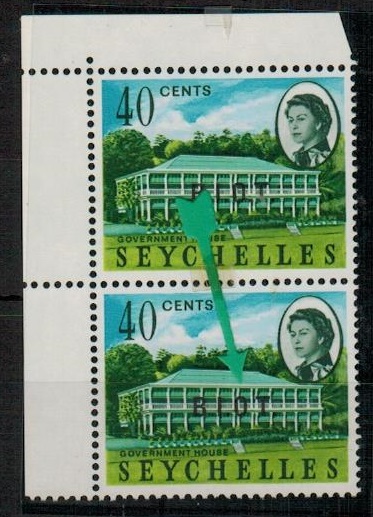 B.I.O.T. - 1968 40c U/M pair with MISSING STOP AFTER O.  SG 6b.