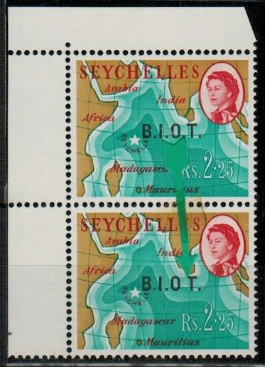 B.I.O.T. - 1968 Rs2.50 U/M pair with MISSING STOP AFTER O.  SG 12b.