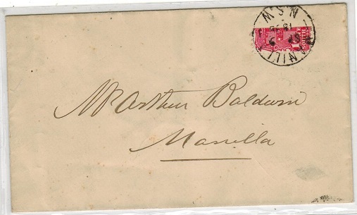 NEW SOUTH WALES - 1898 1d scarlet BI-SECTED cover used at MANILLA/NSW.