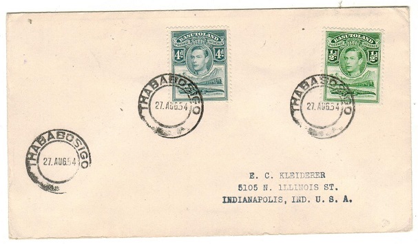 BASUTOLAND - 1954 4 1/2d rate cover to USA used at THABABOSIGO.
