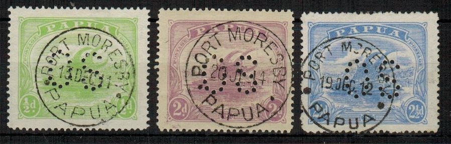 PAPUA - 1911 1/2d, 2d and 2 1/2d