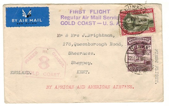 GOLD COAST - 1941 5/6d rate first flight 