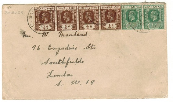 FIJI - 1923 2d rate cover to UK used at GPO SUVA/FIJI.