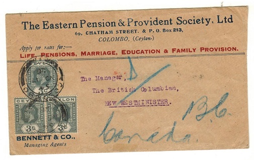 CEYLON - 1926 9c rate 