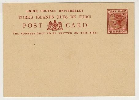 TURKS AND CAICOS IS - 1881 1 1/2d reddish brown PSC unused. H&G 1.
