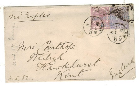 CEYLON - 1882 20c rate cover to UK used at COLOMBO.