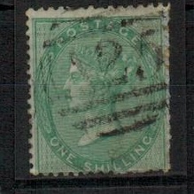 MALTA - 1862 1/- green (no plate) adhesive of GB cancelled by 