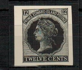 PRINCE EDWARD ISLAND - 1912 (circa) RPS reprinted 12c IMPERFORATE PLATE PROOF in black.