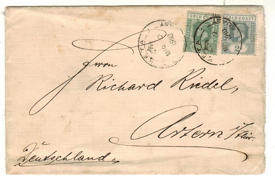 GOLD COAST - 1910 2 1/2d rate cover to Germany used at KETA.