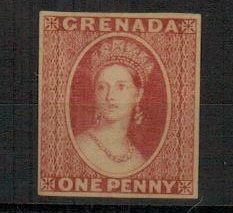 GRENADA - 1861 1d IMPERFORATE PLATE PROOF in rose-red.