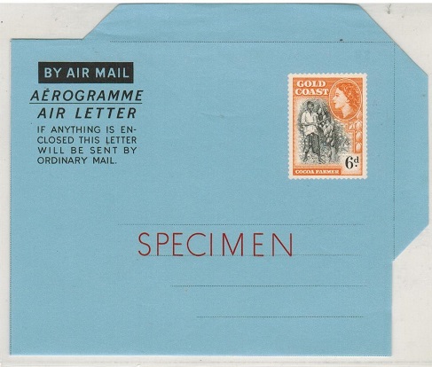 GOLD COAST - 1954 6d air letter SPECIMEN.  H&G 4.