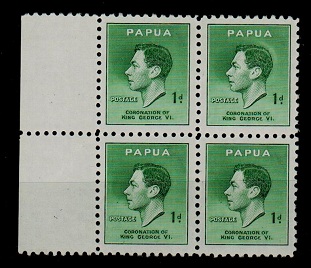 PAPUA - 1937 1d green 