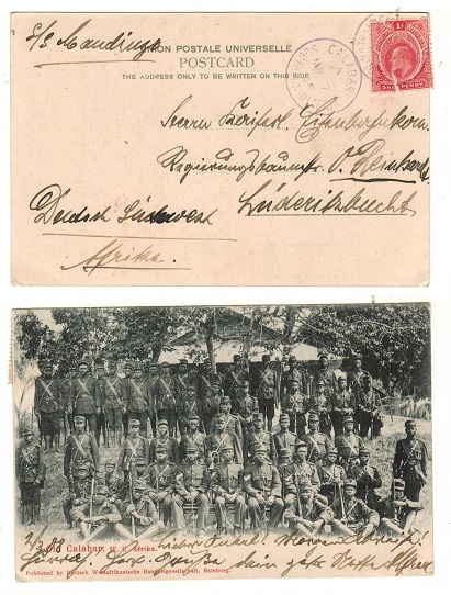 SOUTHERN NIGERIA - 1908 1d rate postcard use to German SWA used at CALABAR with 