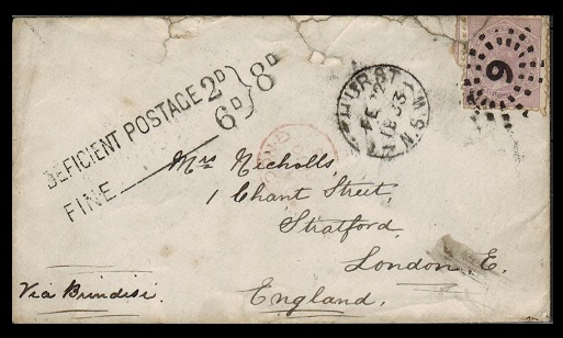 NEW SOUTH WALES - 1883 6d rate cover to UK used at BATHURST with 