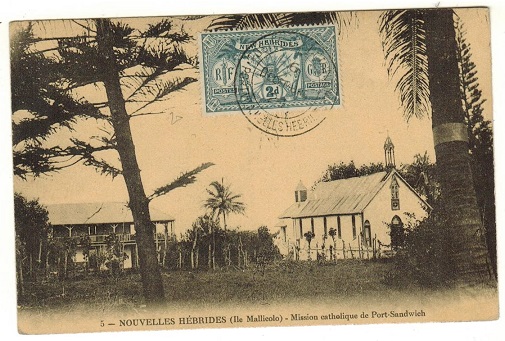 NEW HEBRIDES - 1924 2d rate postcard (unaddressed/no message) cancelled POST CONDOMINIUM.